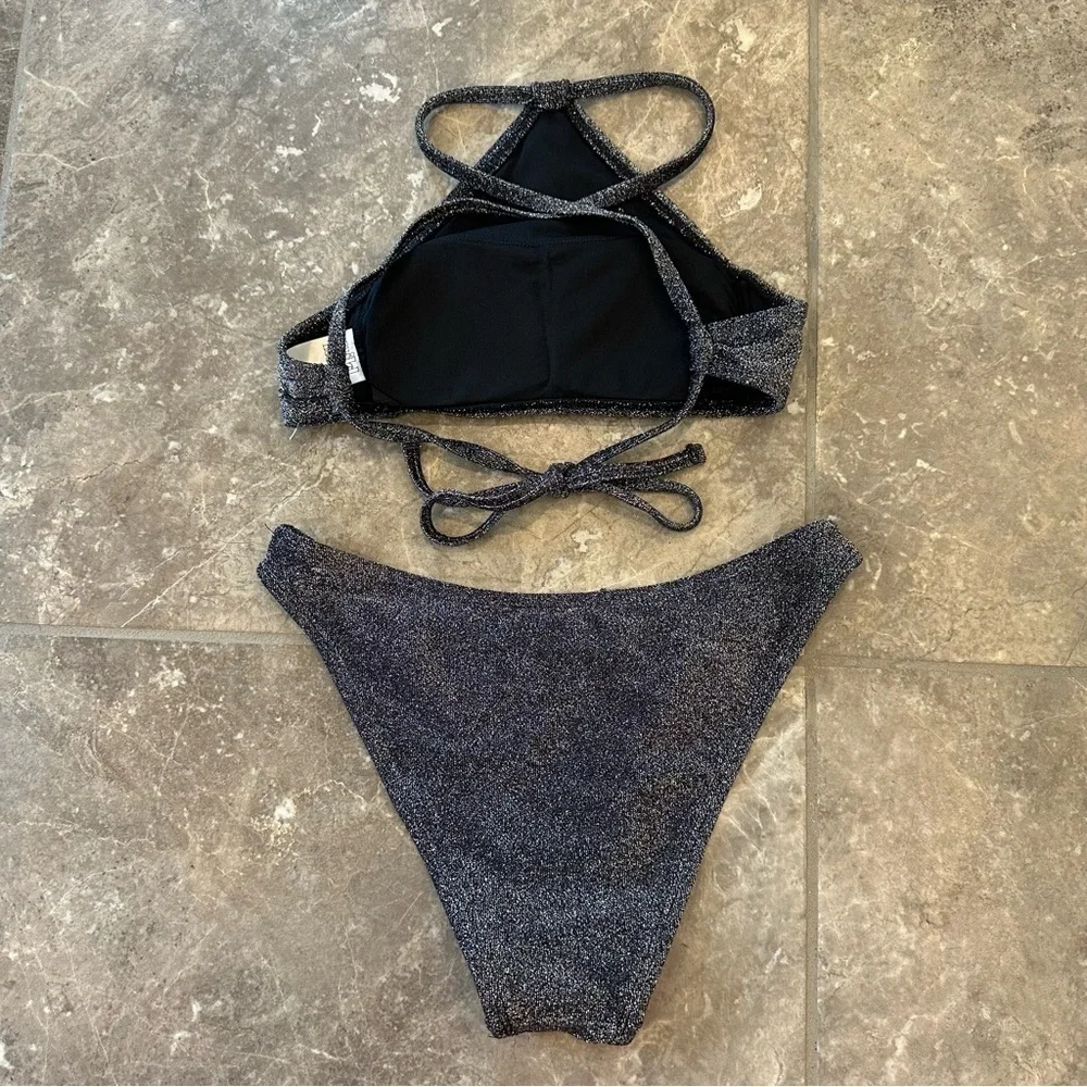 Wild Fable Silver Metallic Halter Bikini size XS | XXS